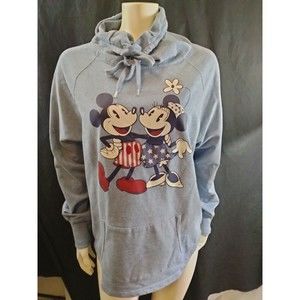 Ladies medium Disney Parks Minnie And Mickey Mouse Pull Over Slouch Neck Hoodie